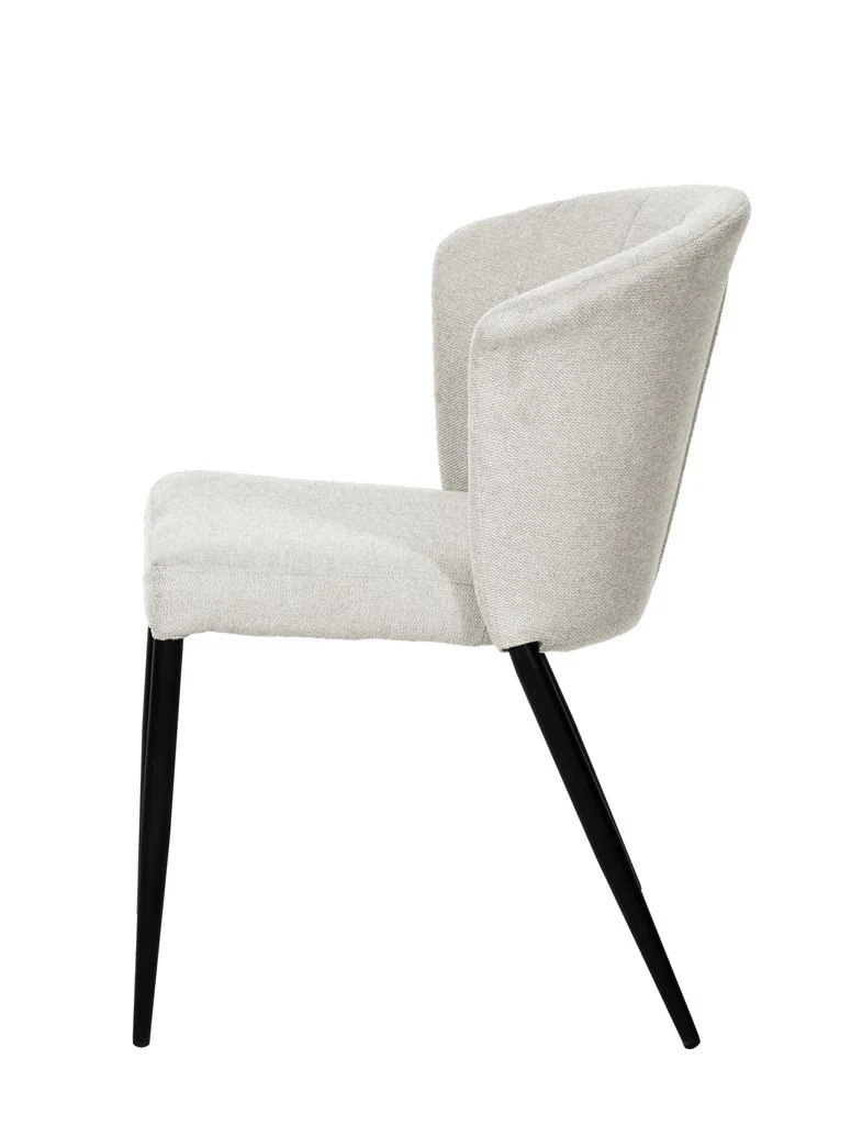 Chaise Nils tissu prémium chiné doux et métal noir- empilable - Image 11