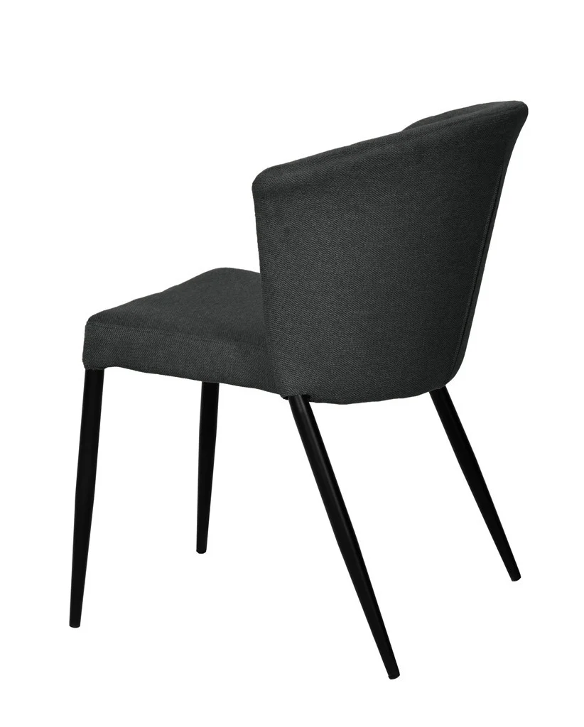 Chaise Nils tissu prémium chiné doux et métal noir- empilable - Image 25