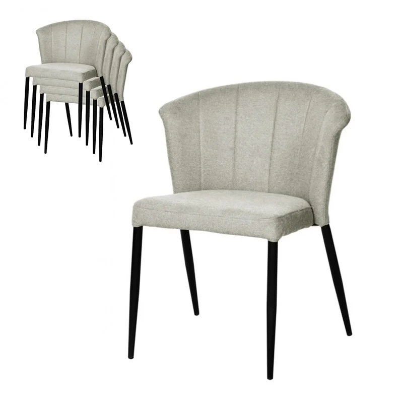 Chaise Nils tissu prémium chiné doux et métal noir- empilable - Image 40