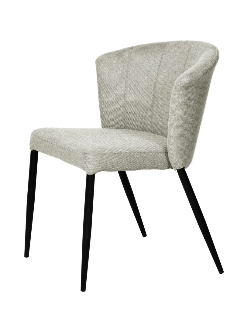 Chaise Nils tissu prémium chiné doux et métal noir- empilable - Image 5