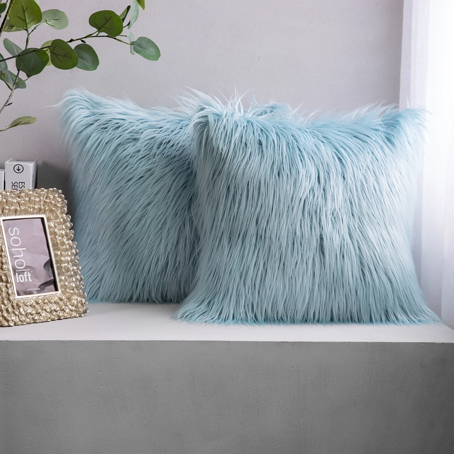 Coussin fourrure uni à poils longs, 45x45CM - SHAGGY - Image 18