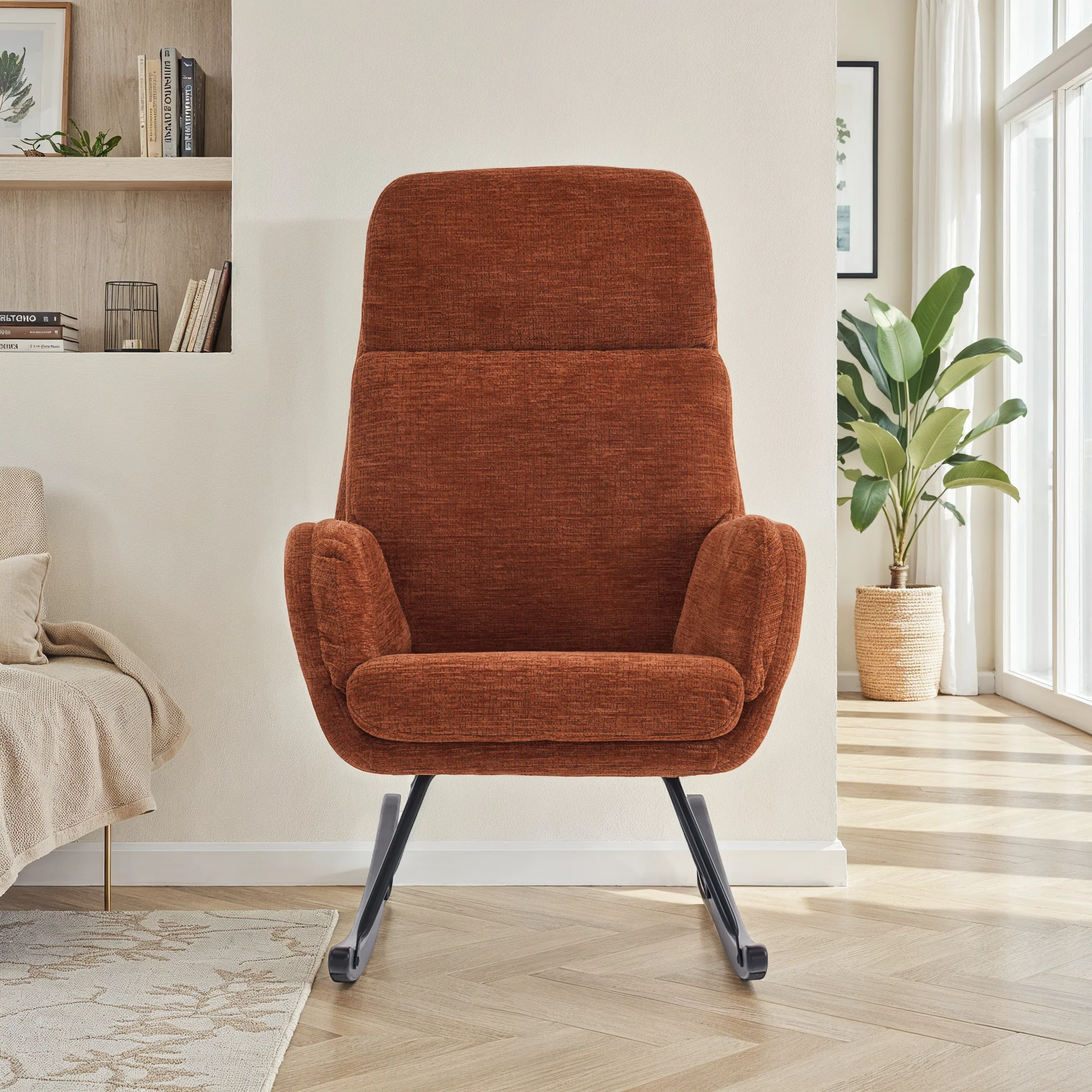 Fauteuil à bascule en tissu anti tache, 63,5x97xH108CM - PAULA - Image 11