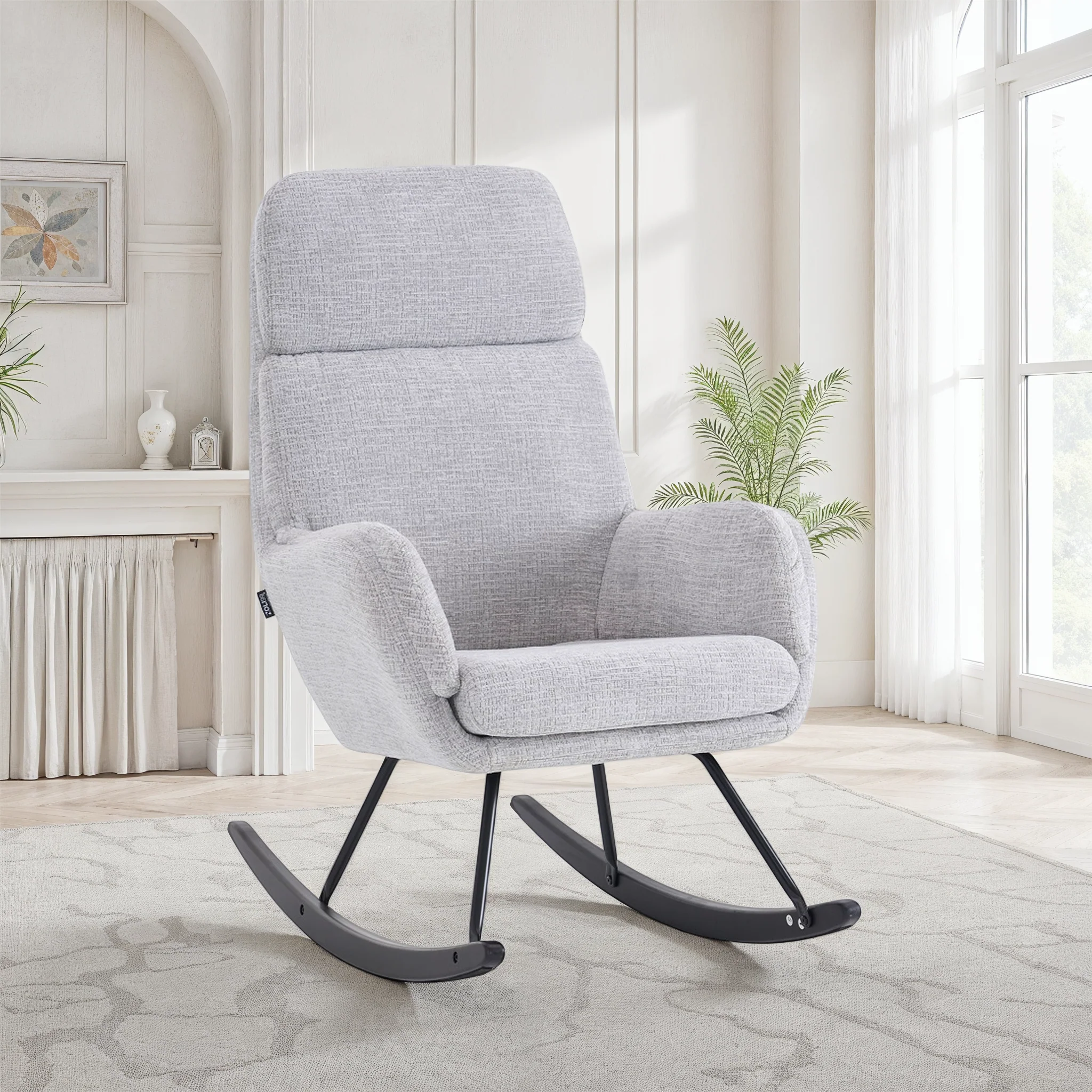 Fauteuil à bascule en tissu anti tache, 63,5x97xH108CM - PAULA - Image 4
