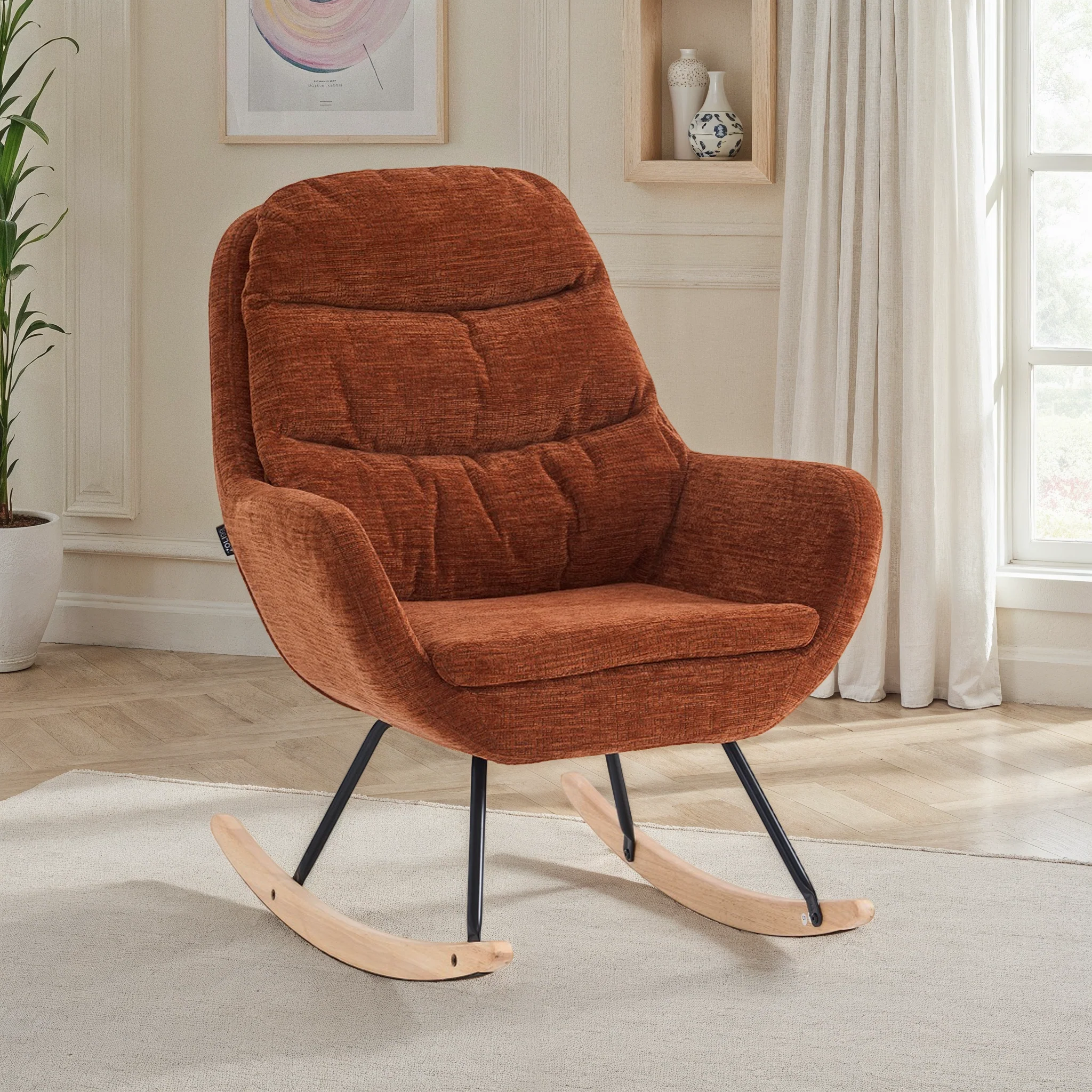 Fauteuil à bascule en tissu anti tache, 76x94xH95CM - OLGA - Image 6