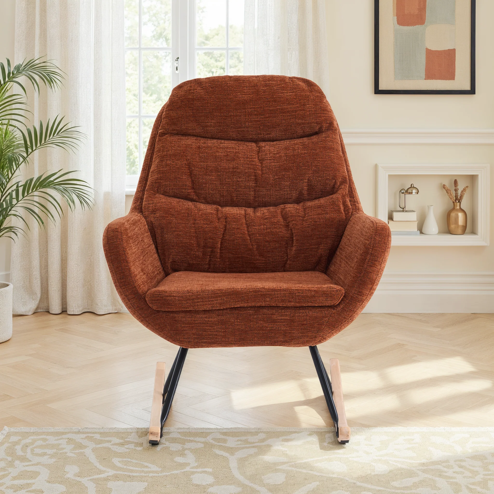 Fauteuil à bascule en tissu anti tache, 76x94xH95CM - OLGA - Image 7