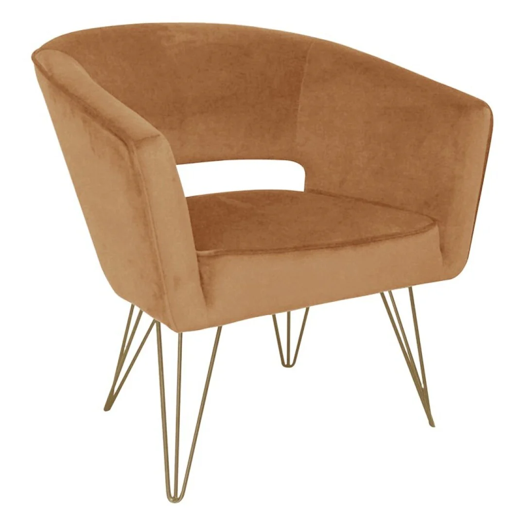 Fauteuil d'appoint en velours anti tache pieds dorés-Mazio - Image 10
