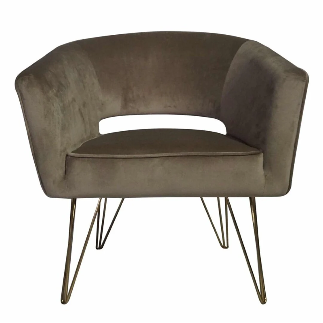 Fauteuil d'appoint en velours anti tache pieds dorés-Mazio - Image 15