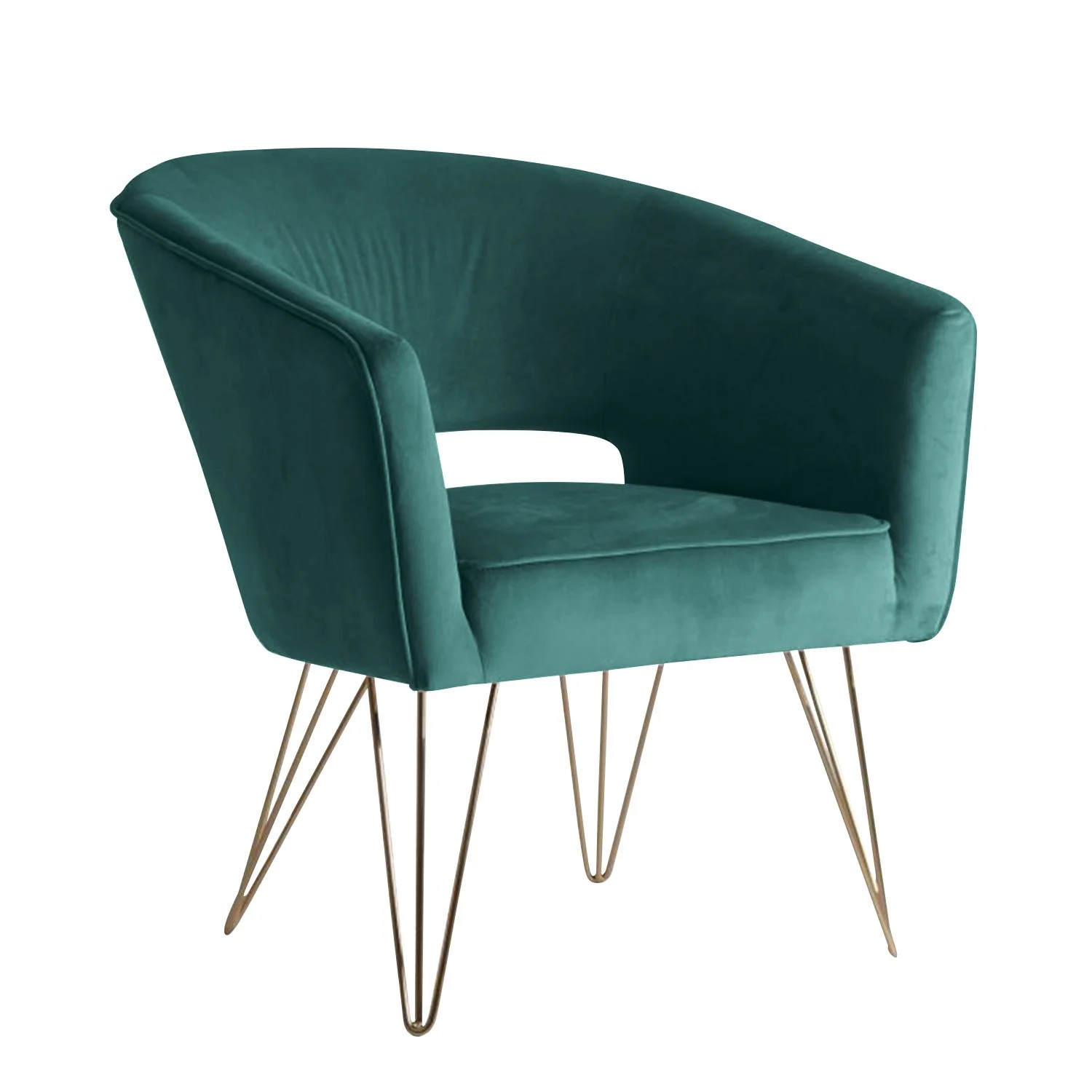 Fauteuil d'appoint en velours anti tache pieds dorés-Mazio - Image 39