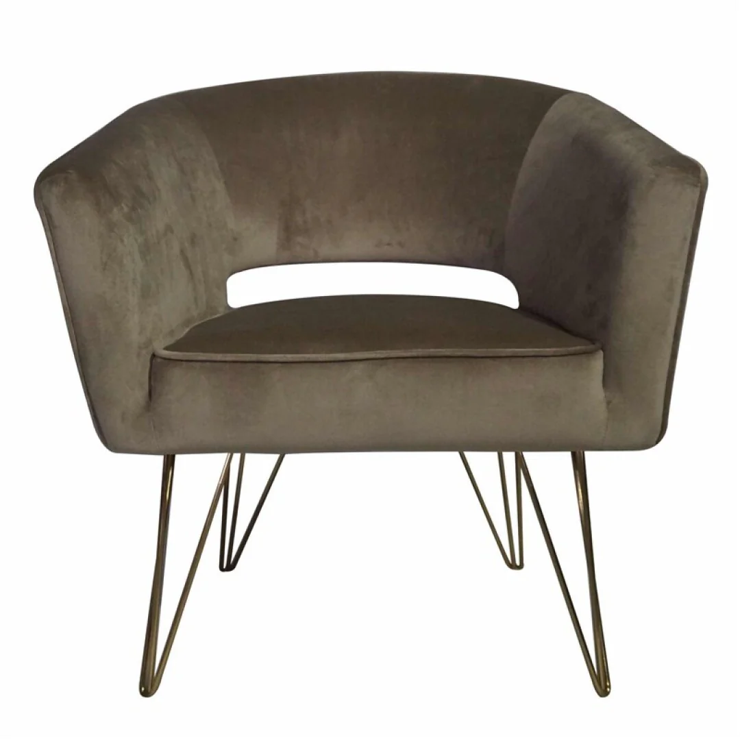 Fauteuil d'appoint en velours anti tache pieds dorés-Mazio - Image 6