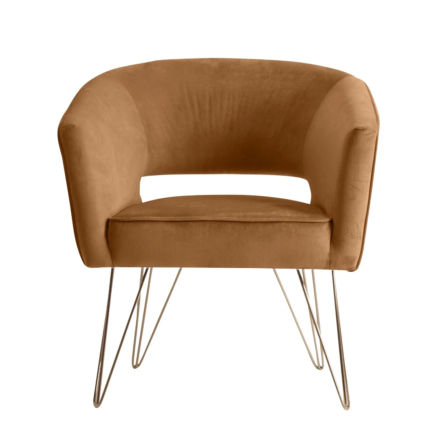 Fauteuil d'appoint en velours anti tache pieds dorés-Mazio - Image 63