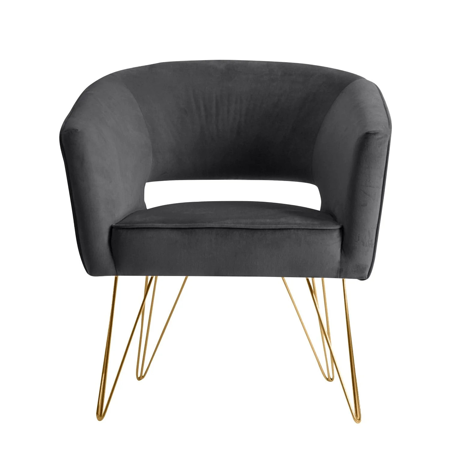 Fauteuil d'appoint en velours anti tache pieds dorés-Mazio - Image 93
