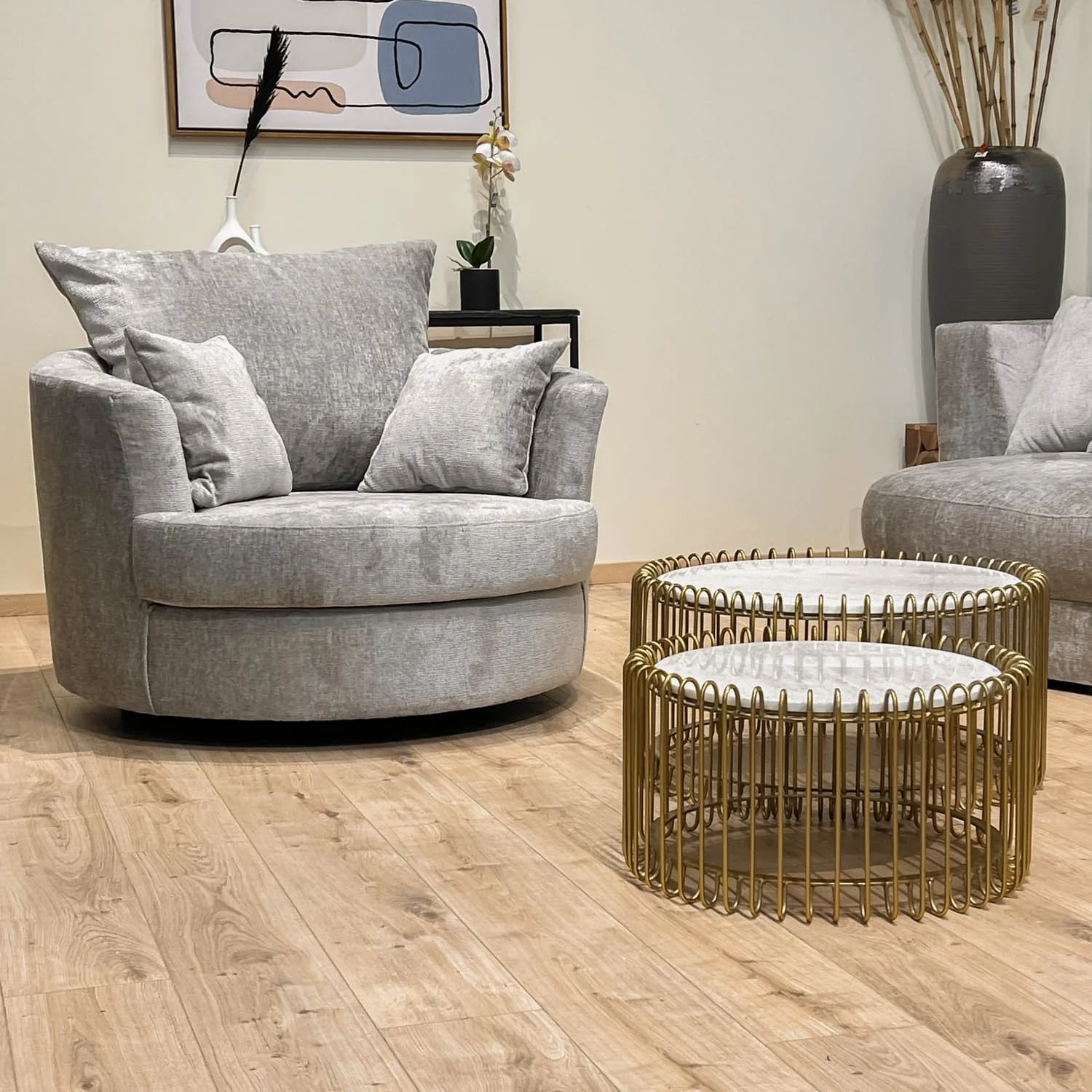 Fauteuil pivotant en velours, D113xH94CM - OLIVIA - Image 10