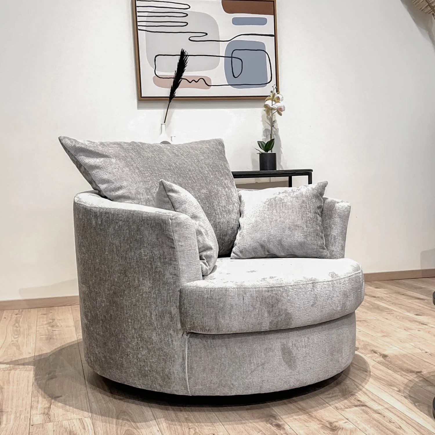 Fauteuil pivotant en velours, D113xH94CM - OLIVIA - Image 7