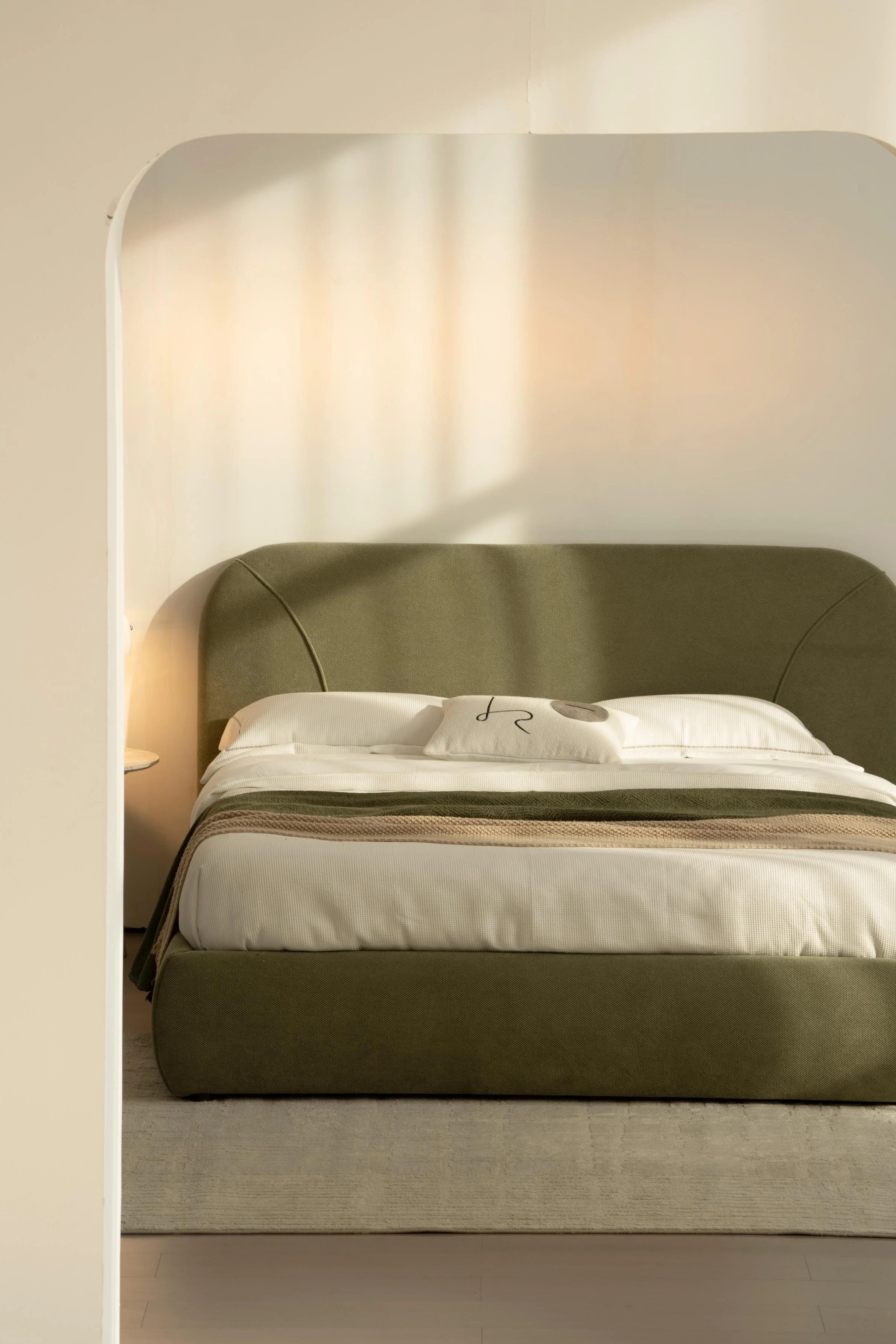 Lit en tissu vert avec sommier Softy - Image 5