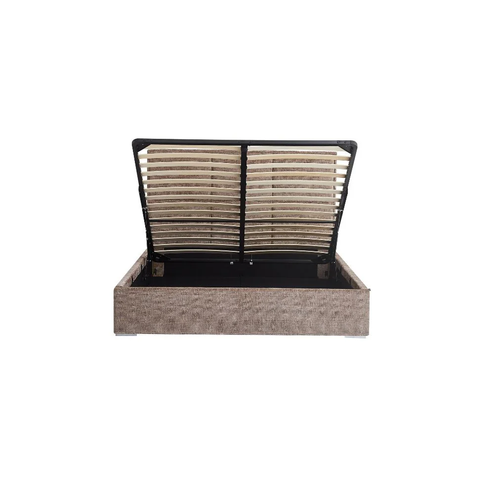 Lit double en tissu doux avec coffre rangement HAGA - Image 4