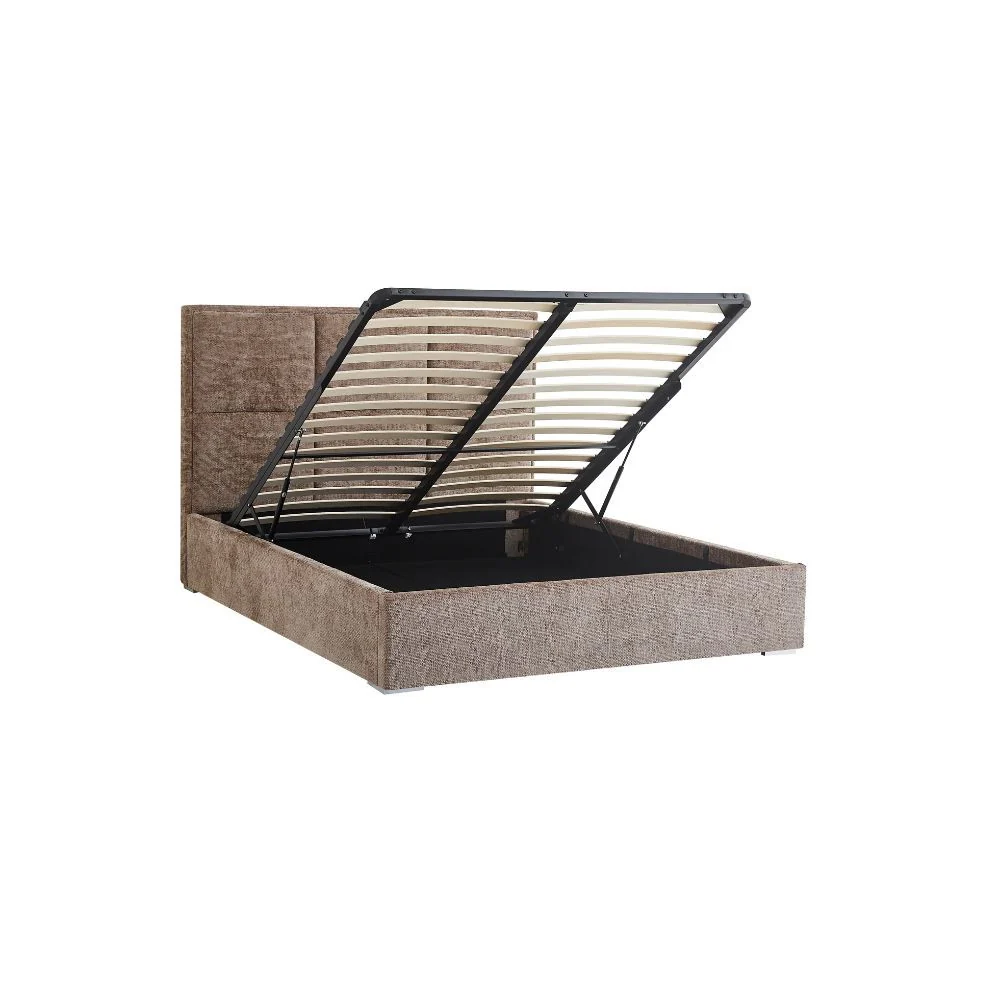 Lit double en tissu doux avec coffre rangement HAGA - Image 5