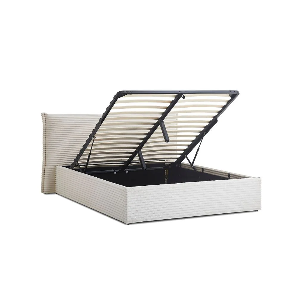 Lit double en tissu doux avec coffre rangement Vito - Image 4