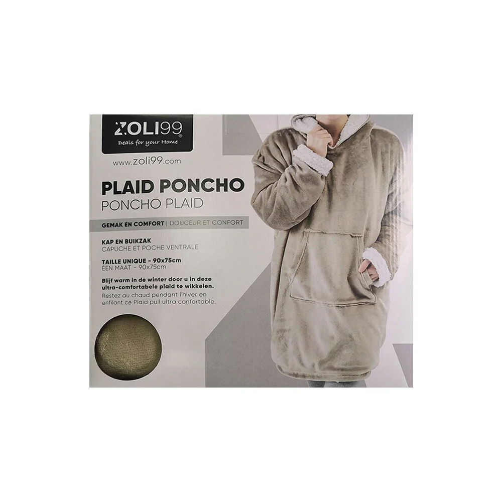 Plaid poncho adulte en fourrure double face, 90x75 CM - Image 5