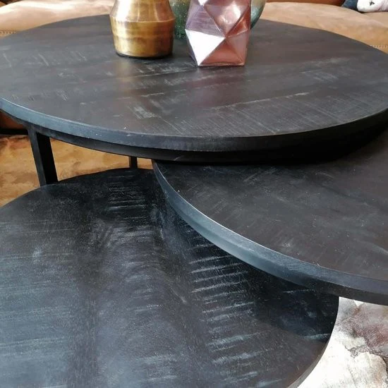 Set de 3 Tables basses en bois massif - DOLCE - Image 3
