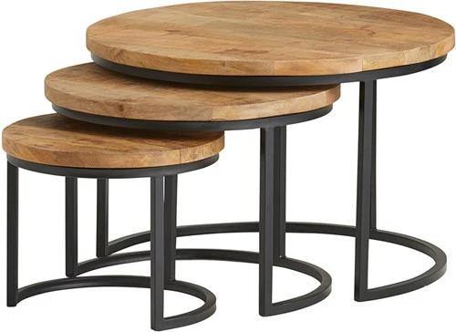 Set de 3 Tables basses en bois massif - DOLCE - Image 5