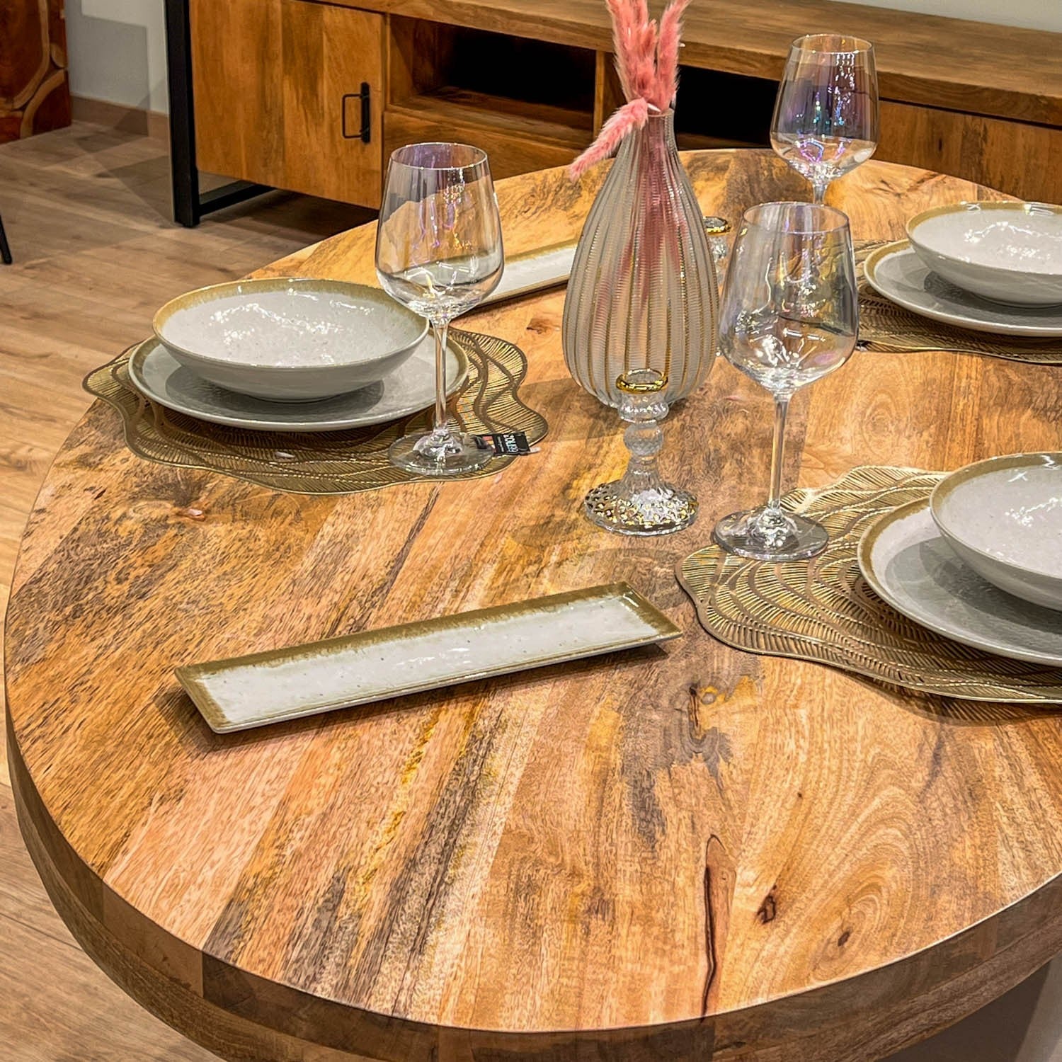 Table à manger ovale en bois massif avec pied noir - FLAVIA - Image 24