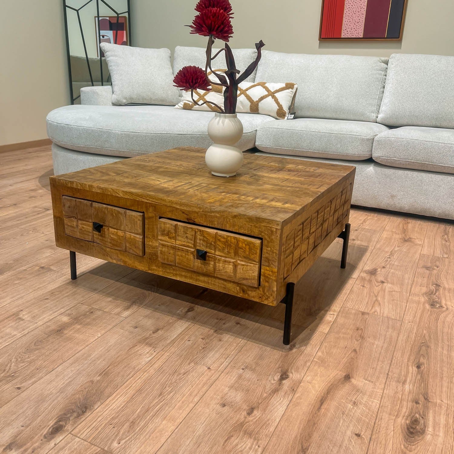 Table basse en bois de manguier, 80×80xH40 cm - MARIA - Image 12