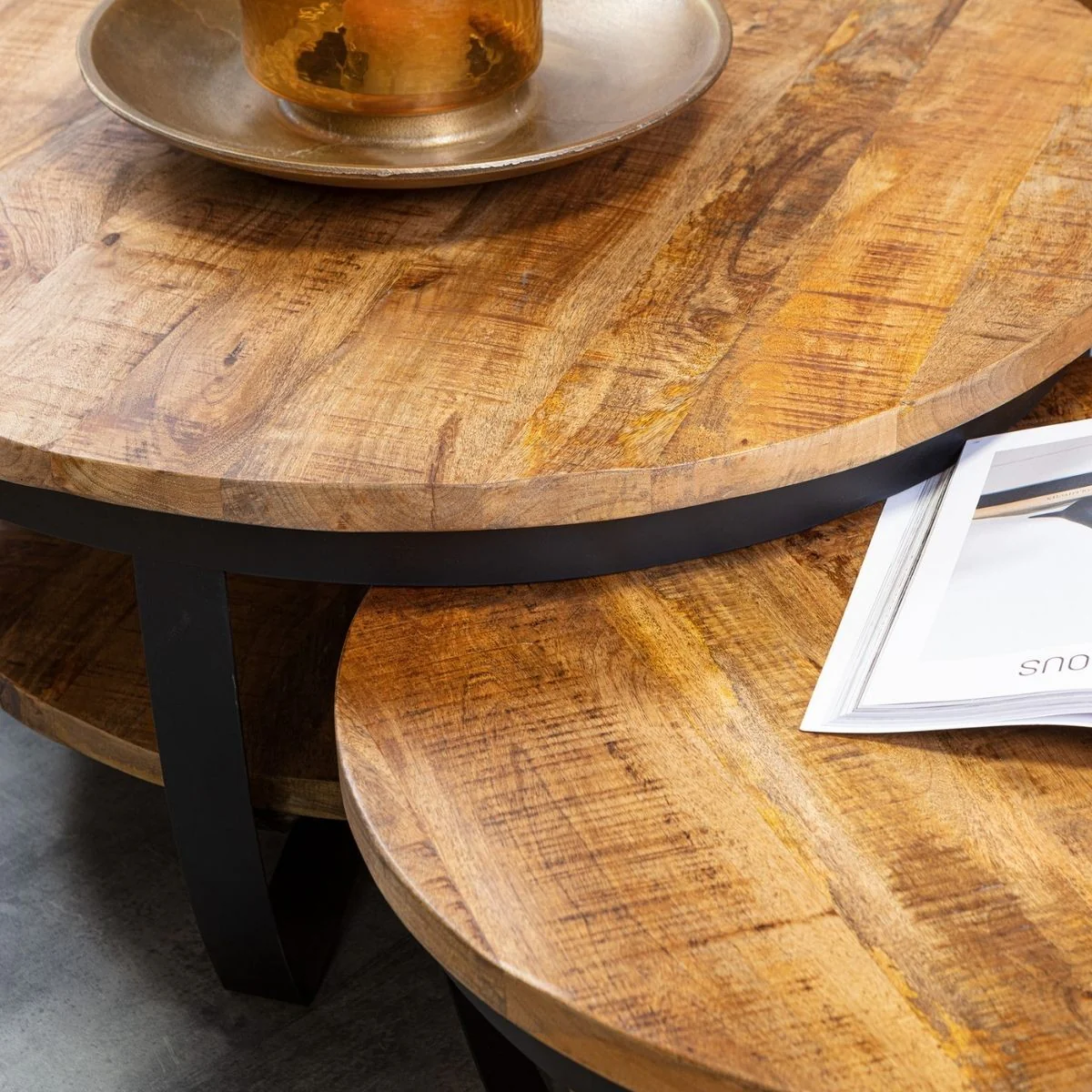 Table basse en bois de manguier, D70xH35CM- FLAVIA - Image 4