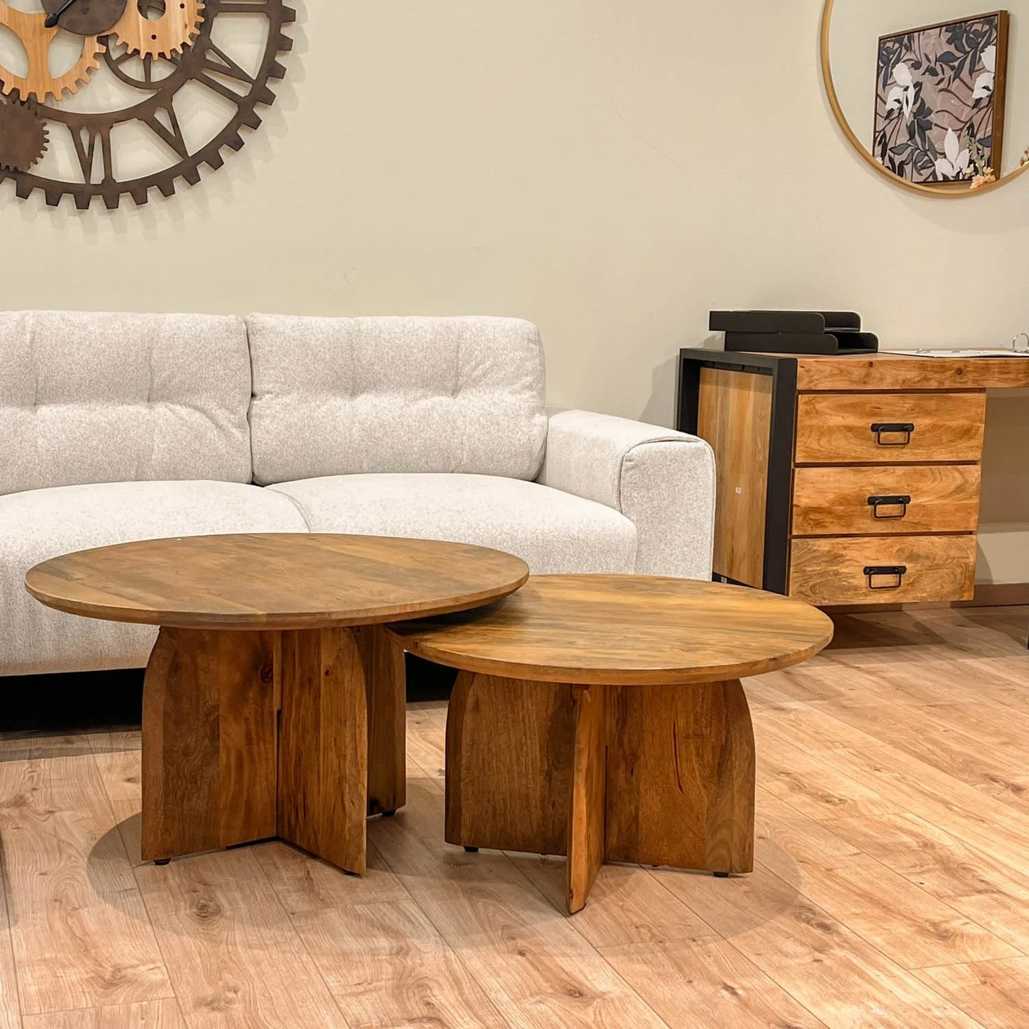 Table basse en bois de manguier, D70xH40 cm - TORONTO - Image 9