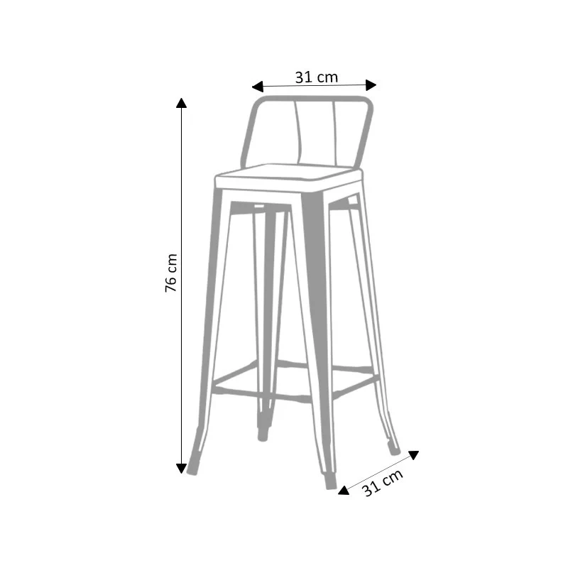 Tabouret de bar industriel avec dossier inspiré tolix Hauteur assise 66cm - Image 10