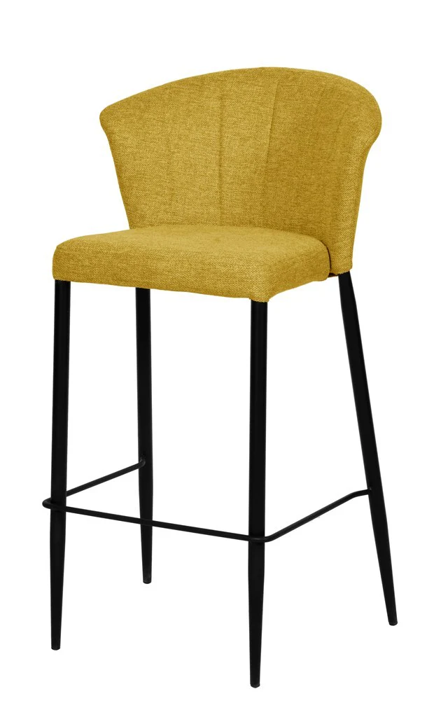 Tabouret Nils tissu prémium et métal noir hauteur 75 cm-empilable - Image 15
