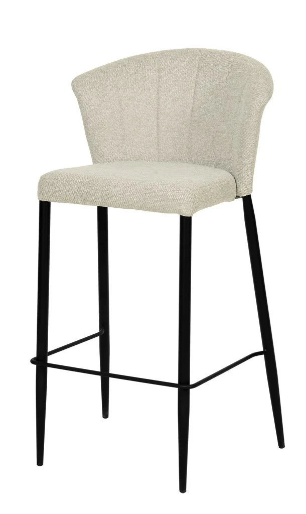 Tabouret Nils tissu prémium et métal noir hauteur 75 cm-empilable - Image 9